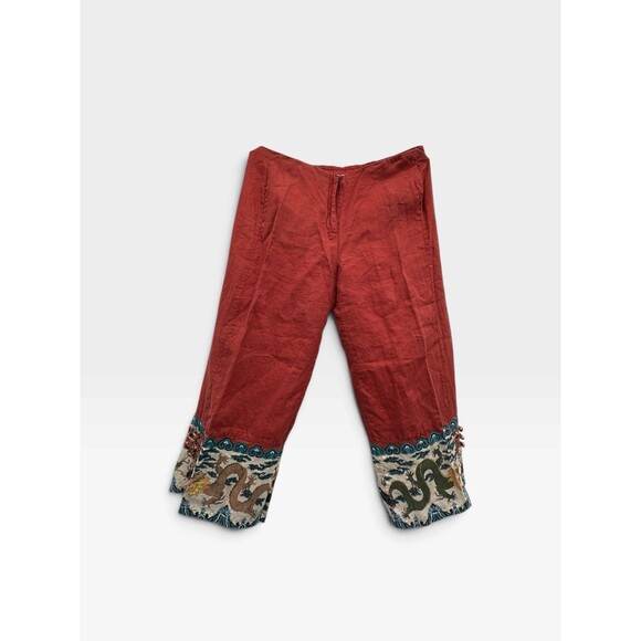 Citron Santa Monica Pants - Citron Santa Monica  XL 100% Line Cropped Printed Trim Pants Pull On button zipp